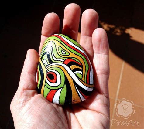 Painted Stone Painted Art Rock Psychedelic Painted Rock