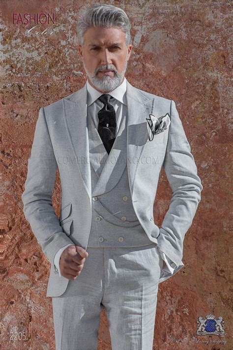 Bespoke Light Gray Linen Suit Mario Moreno Moyano Mens Fashion Suits