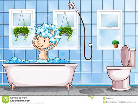 High quality cartoon bathroom gifts and merchandise. Kid Taking Bath In The Bathroom Stock Vector ...