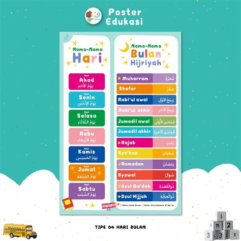 Jual Poster Anak Edukasi Belajar Hari And Bulan Hijriah Minimal Order