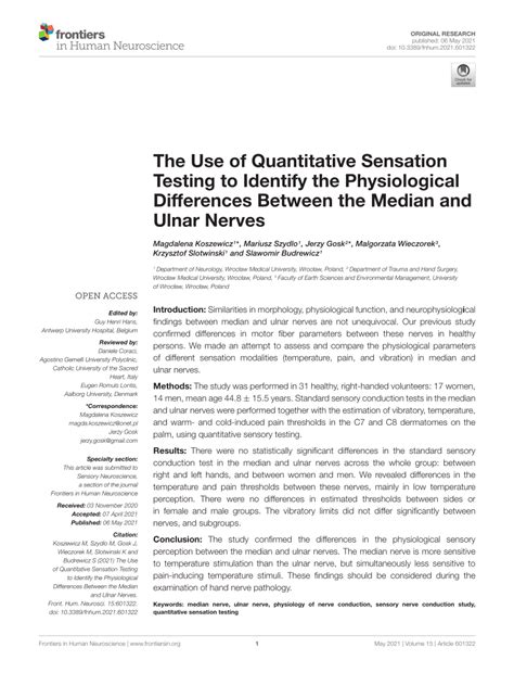 Pdf The Use Of Quantitative Sensation Testing To Identify The