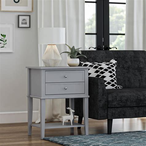 Ameriwood Home Franklin Accent Table With 2 Drawers Gray