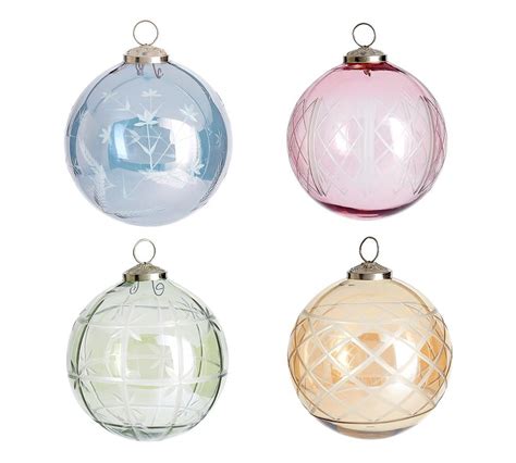 Etched Glass Ball Ornaments Set Of 4 Glass Ball Ornaments Ornament
