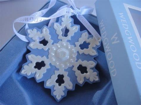 Wedgwood Blue And White Jasperware Snowflake Holiday Christmas Ornament