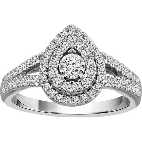 10k White Gold 12 Ctw Diamond Engagement Ring Size 7 Engagement