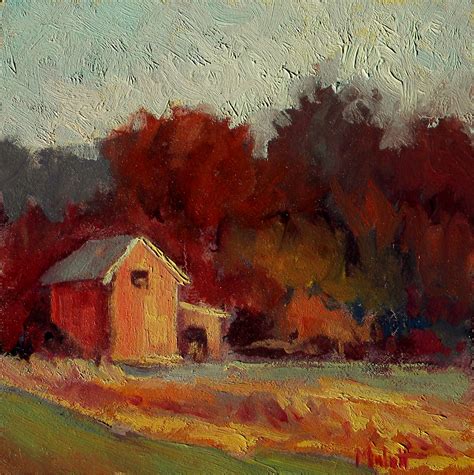Contemporary Paintings Heidi Malott Fiery Red Autumn Barn Farm Fall