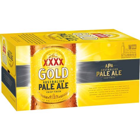Xxxx Gold Australian Pale Ale Bottles 375ml X 24 Case Woolworths