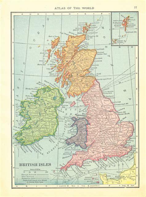 Each portfolio consists of 2 or more sheets; 1911 Handy Atlas Vintage Map Pages - British Isles on one ...