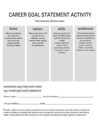 Free 10 Career Goal Statement Samples In Pdf Doc