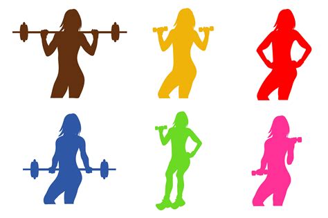 Fitness Icons Woman Silhouette Pre Designed Illustrator Graphics