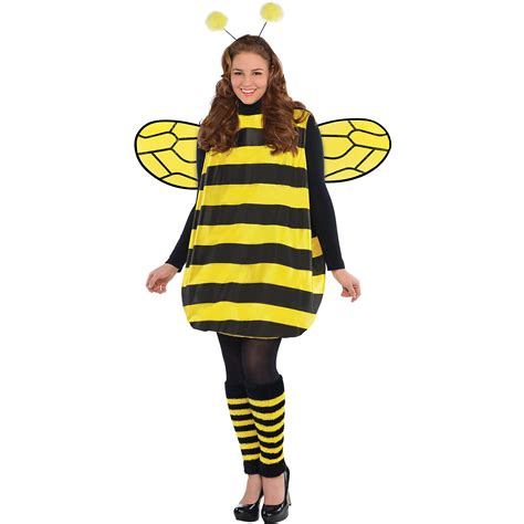 Womans Darling Bee Halloween Costume Plus Size Romper Wings Headband