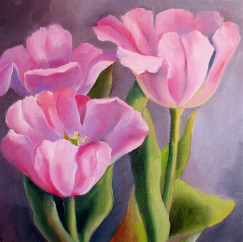 Nels Everyday Painting Sad Pink Tulips Sold