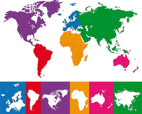 Mapa Do Mundo Colorido Vetor Premium