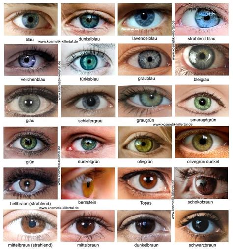 Many Different Colored Eyes Are Shown In This Image With The Names And