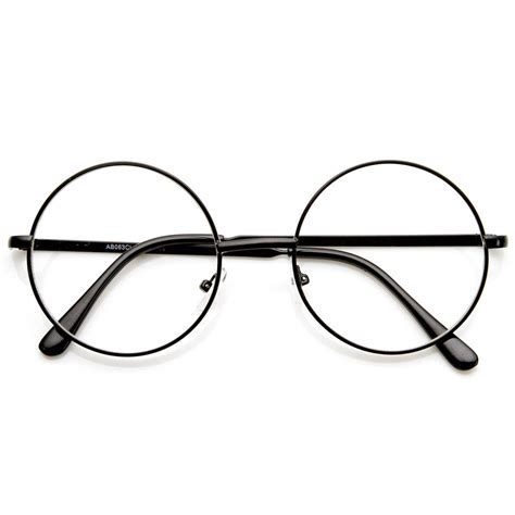 mid sized round circular glasses that features a full metal frame and clear lenses these round
