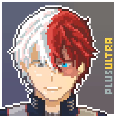 Todoroki Shouto Boku No Hero Academia Anime Pixel Art Patterns Pixel