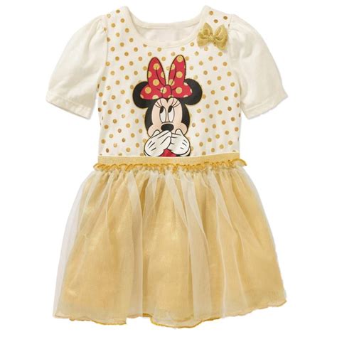 Disney Toddler Girls Gold Polka Dot Minnie Mouse Tulle Dress 2t