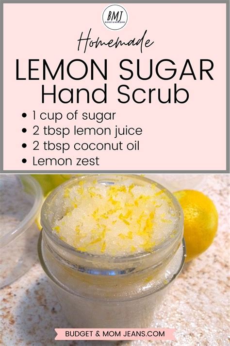 Homemade Lemon Sugar Hand Scrub Body Scrub Homemade Recipes Diy