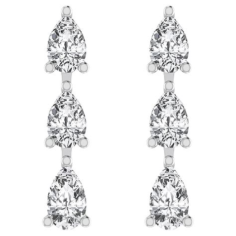 Carat Rose Cut Pear Shape Diamond Earrings In Karat White Gold