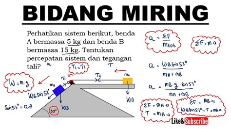 Percepatan Dan Tegangan Tali Pada Bidang Miring Hukum Newton Fisika Sma Kelas Youtube