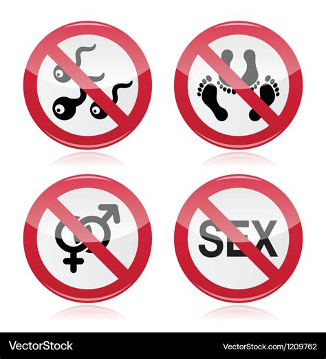No Sex Romace Red Warning Sign Royalty Free Vector Image Free Nude Porn Photos