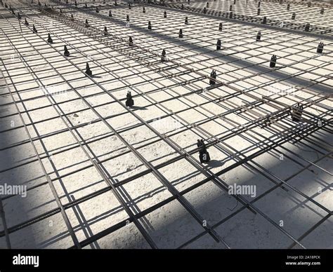 Metal Reinforcement Grid With Plastic Holders Reinforced Concrete