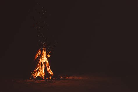 Fire Wood Burning Night Campfire 7403x4938 Wallpaper Wallhavencc
