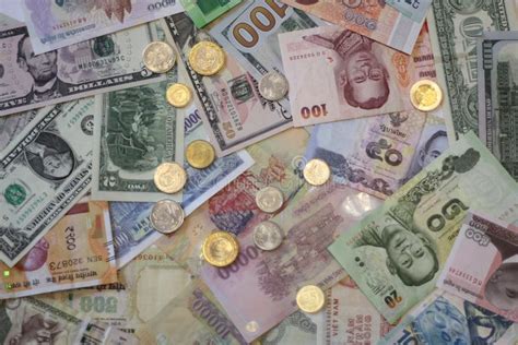 Banknotes And Coins Of Different Countries Stock Image Image Of Coins