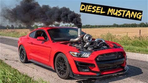 Diesel Powered Ford Mustang Gets Giant Twin Turbos Goes To Drive Thru
