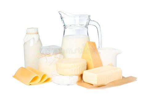 Fresh Dairy Products Isolated On White Background Stock Image Image