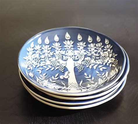 Condition is new with tags. Tree of Life Menorah Salad Plate, Set of 4 | Pottery Barn