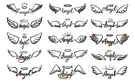 Premium Vector Angel Lettering And Wings Sketch Spirit Saint Angels