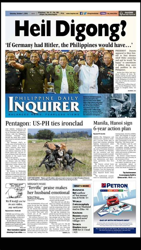 Look Todays Inquirer Front Page Sign Up For The Full Issue