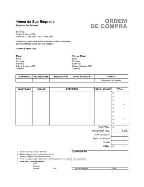 Pedido De Compra Excel Documentos E Formulários