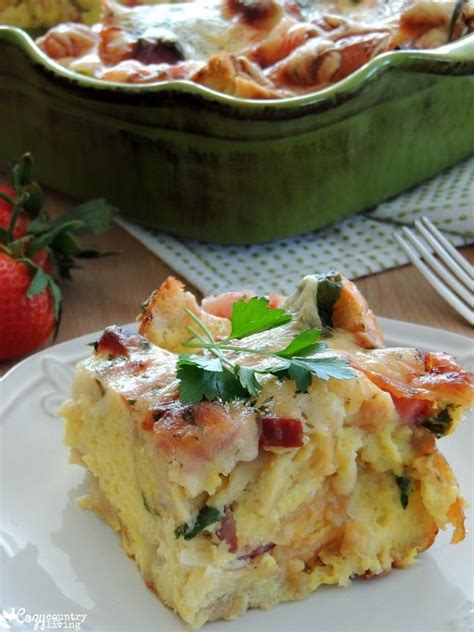 Cheesy Ham And Spinach Overnight Breakfast Casserole Cozy Country