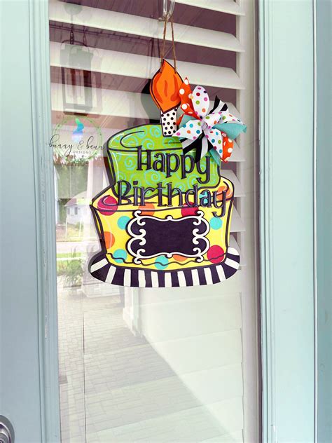 Birthday Cake Door Hanger Chalkboard Door Hanger Happy Birthday Decor Party Decorations