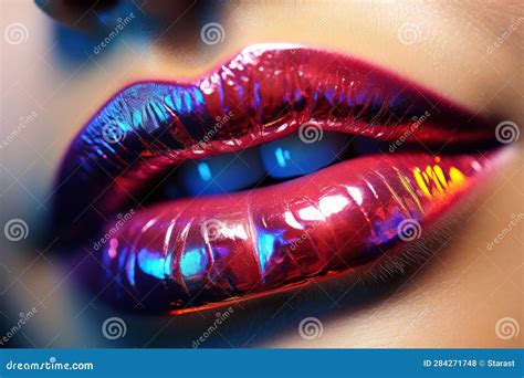 shiny lips with red glossy lipstick close up ai generated stock illustration illustration of
