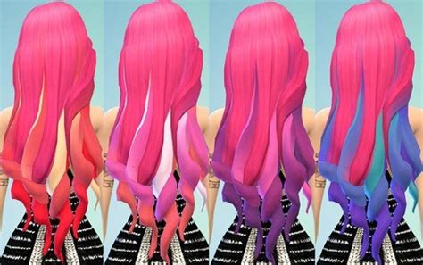 Hot Pink Hair Chalked Ombres At Ohmyglobsims Sims 4 Updates