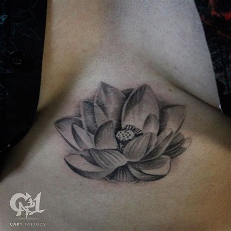 Cap1 Tattoos Tattoos Capone Lotus Flower Sternum Tattoo
