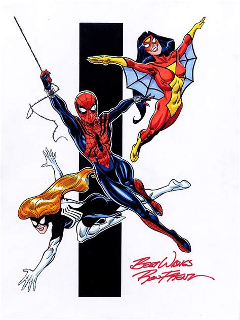 Spider Women By Ron Frenz Spider Girl Spider Woman Drawing Superheroes