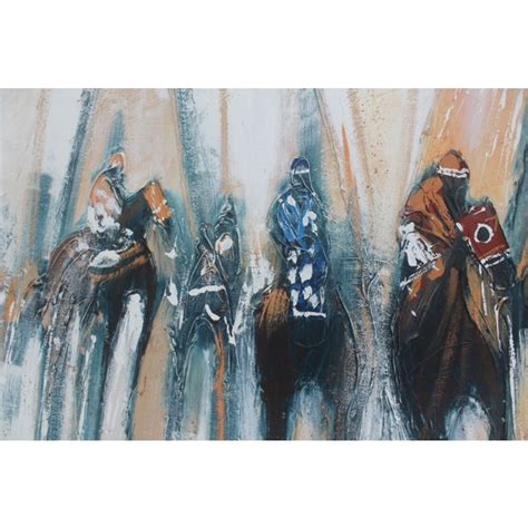 Abstract Horse Race Signed Painting By Ferrante Chairish