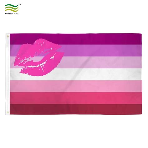 Rainbow Pride Flag 3′x5′ Kiss Lipstick Lesbian Flag China Rainbow Pride Flag And Lesbian Flag