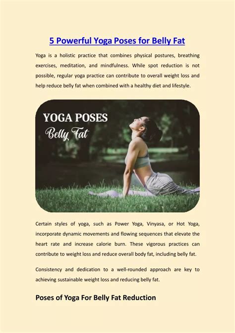 PPT 5 Powerful Yoga Poses For Belly Fat PowerPoint Presentation Free