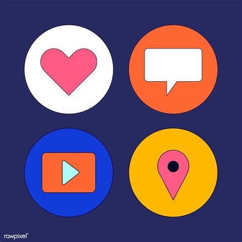 Social Media Icon Set On Blue Background