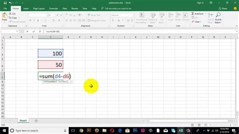 How To Subtraction In Excel Youtube