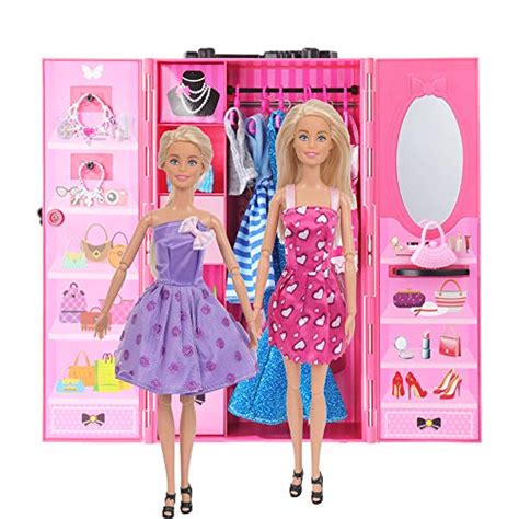 Sotogo Doll Closet Wardrobe Set For 115 Inch Girl Doll Clothes Accessories Storage Include 11