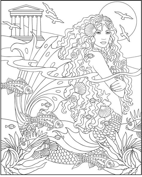 Detailed Mermaid Coloring Pages For Adults Coloring Pages