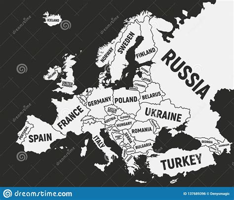 Europe Map Poster Map Of Europe With Country Names Europe Background