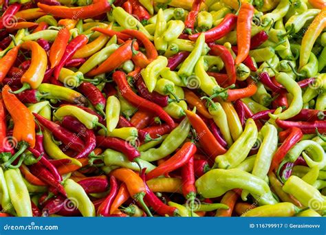 Variety Of Hot Pepper Sold On A Market Stock Image Image Of Market