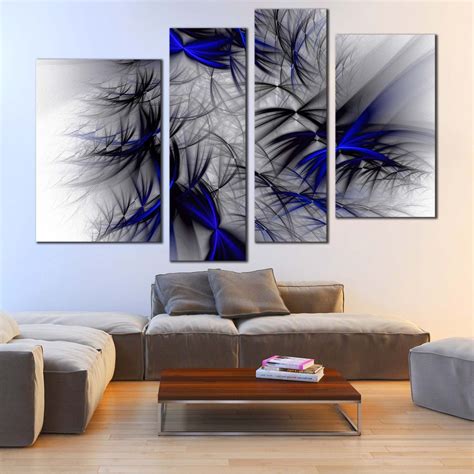 3d Abstract Canvas Wall Art Blue Abstract Art Print Canvas Set Black